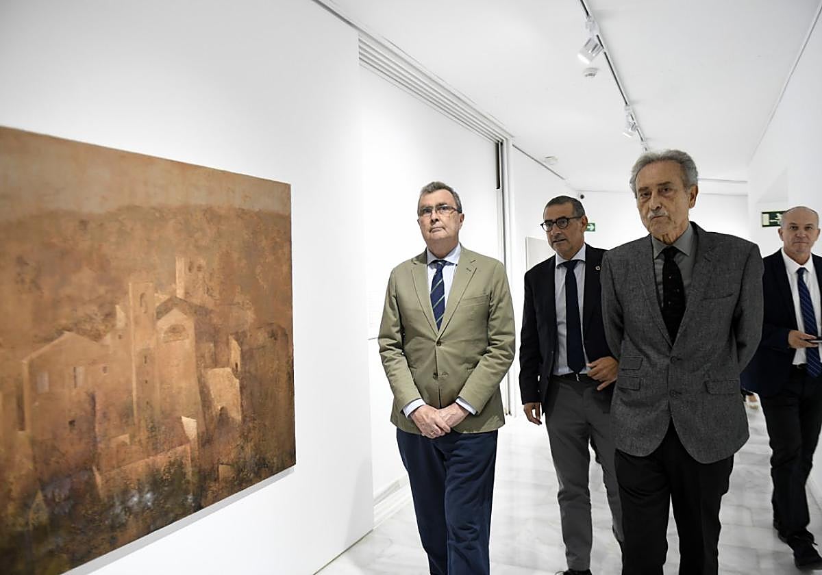 El alcalde Ballesta; el rector de la UMU, José Luján; Pedro Cano y Longinos Marín, en la inauguración.