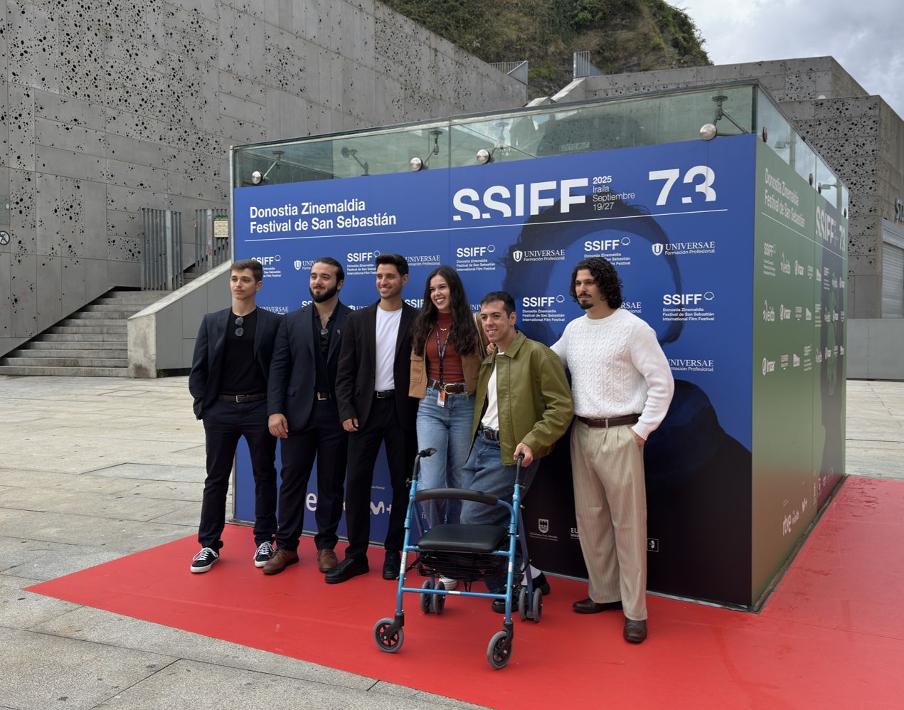 Cristina Ruiz junto al equipo de 'Perseidas' en el Festival de San Sebastián.
