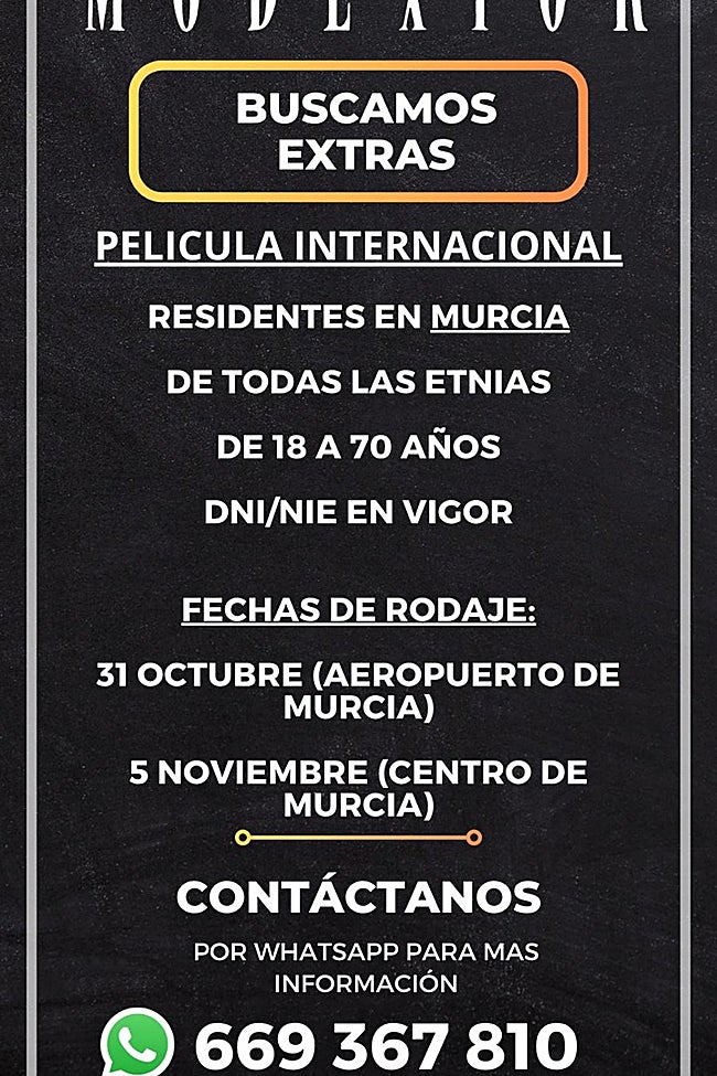 Anuncio del casting en Murcia.