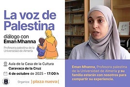 Cartel de la actividad y la profesora Eman Mhanna.