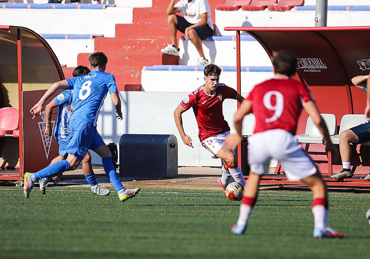 El Real Murcia Imperial durante el partido con el Águilas B.
