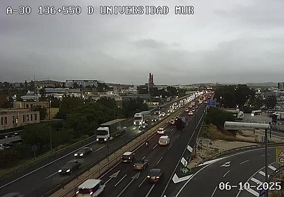 El enlace de la autovía A-30 con la A-7 en Murcia, este lunes.