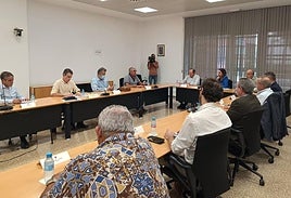 La consejera Sara Rubira durante la reunión que ha mantenido este miércoles con representantes de COAG, Asaja, UPA, Fecoam, Proexport y Apoexpa.