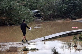 Estado de la rambla de Beniaján, en Murcia, este sábado.