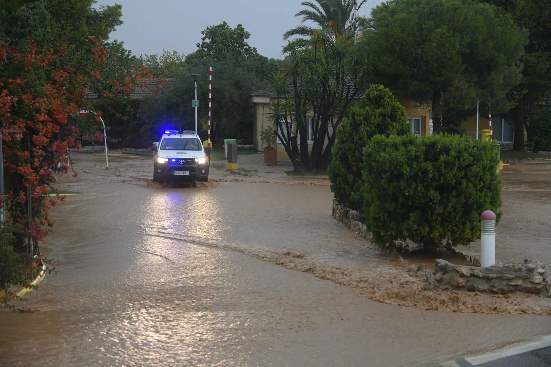 Agua acumulada en un punto del Campo de Cartagena durante las lluvias que trajo la dana 'Alice'.