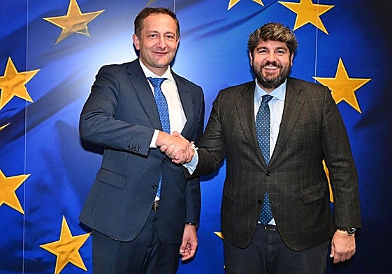 Christophe Hansen y Fernando López Miras, este martes.