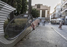 Estado en el que quedó el vallado tras la caída de una rama durante la dana.