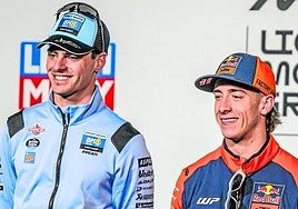 Fermín Aldeguer y Pedro Acosta, en su comparecencia del jueves.