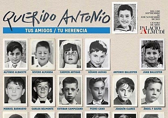Cartel de la exposición 'Querido Antonio', con los artistas de pequeños.