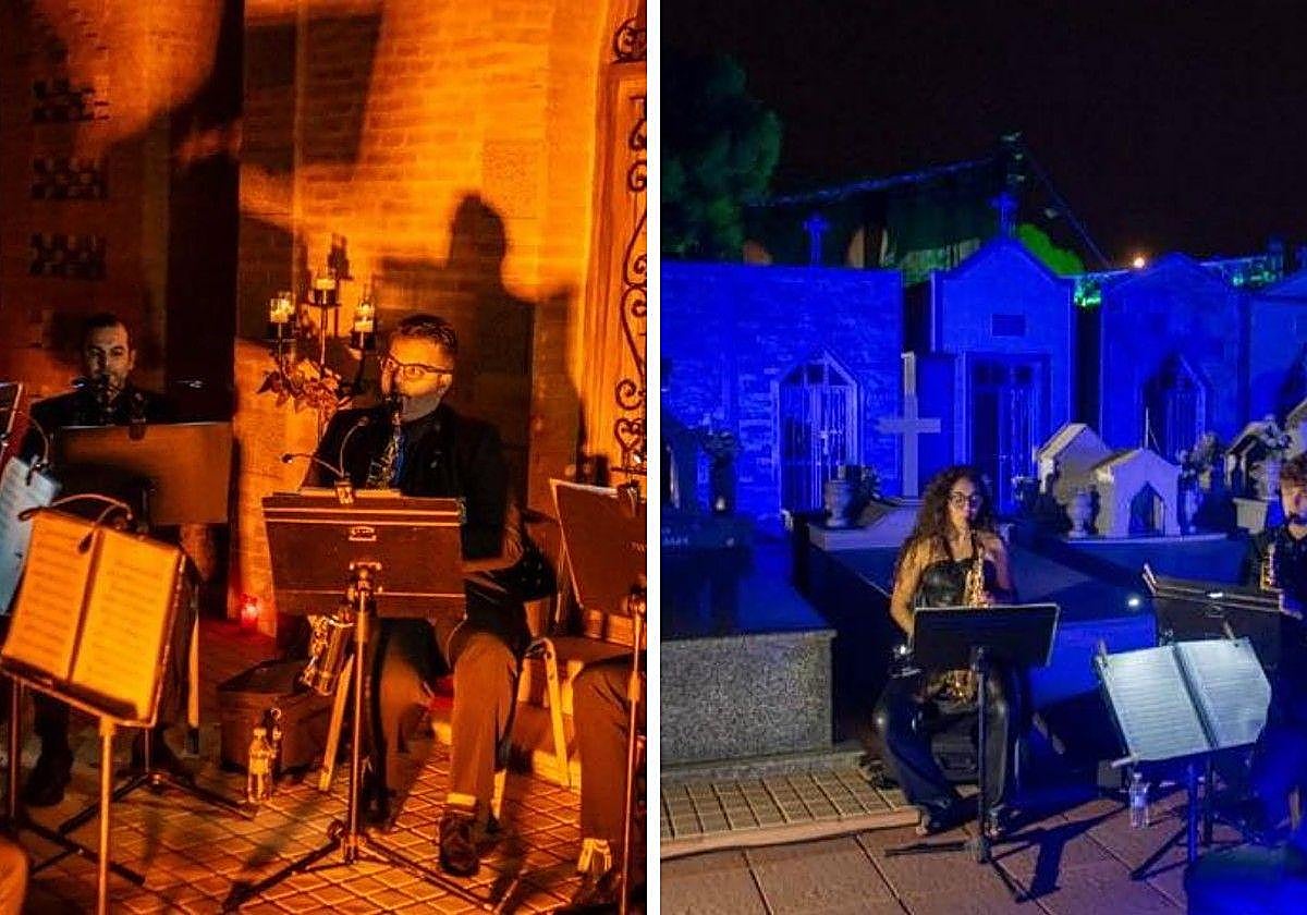 El montaje del evento en el cementerio de San Javier.