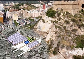 Imagen superpuesta en la que se puede ver la zona del Monte Sacro en la que se va a llevar a cabo el proyecto para crear un aparcamiento y las áreas de esparcimiento.