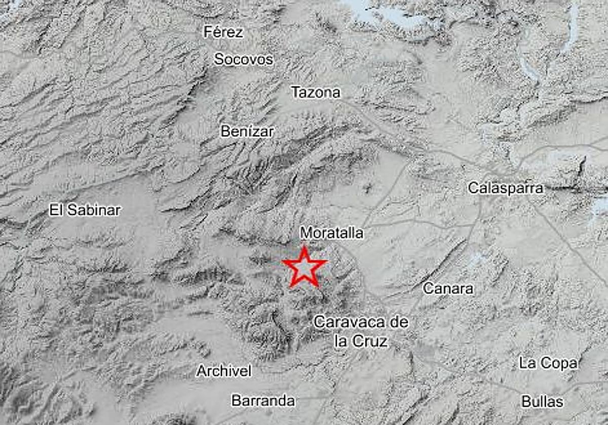Epìcentro del temblor, al sur de Moratalla.