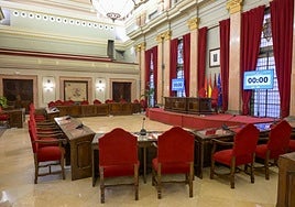 Imagen de archivo del salón de plenos del Ayuntamiento de Murcia.