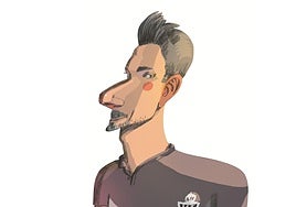 Caricatura de Adrián Colunga, entrenador del Real Murcia.