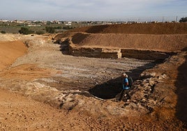 El presidente de ANSE, Pedro García, en la zona donde se han documentado frentes de cantera romana en Finca Medina.