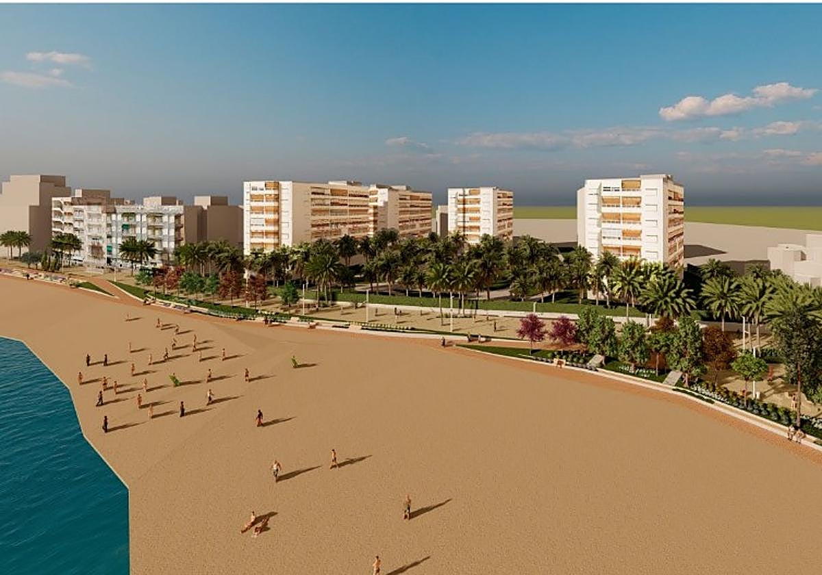 Recreación del nuevo paseo en la playa de Los Locos de Torrevieja.