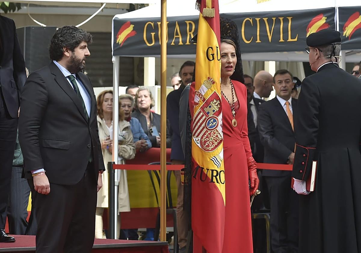 Fernando López Miras, este jueves, durante el acto militar de la Guardia Civil.