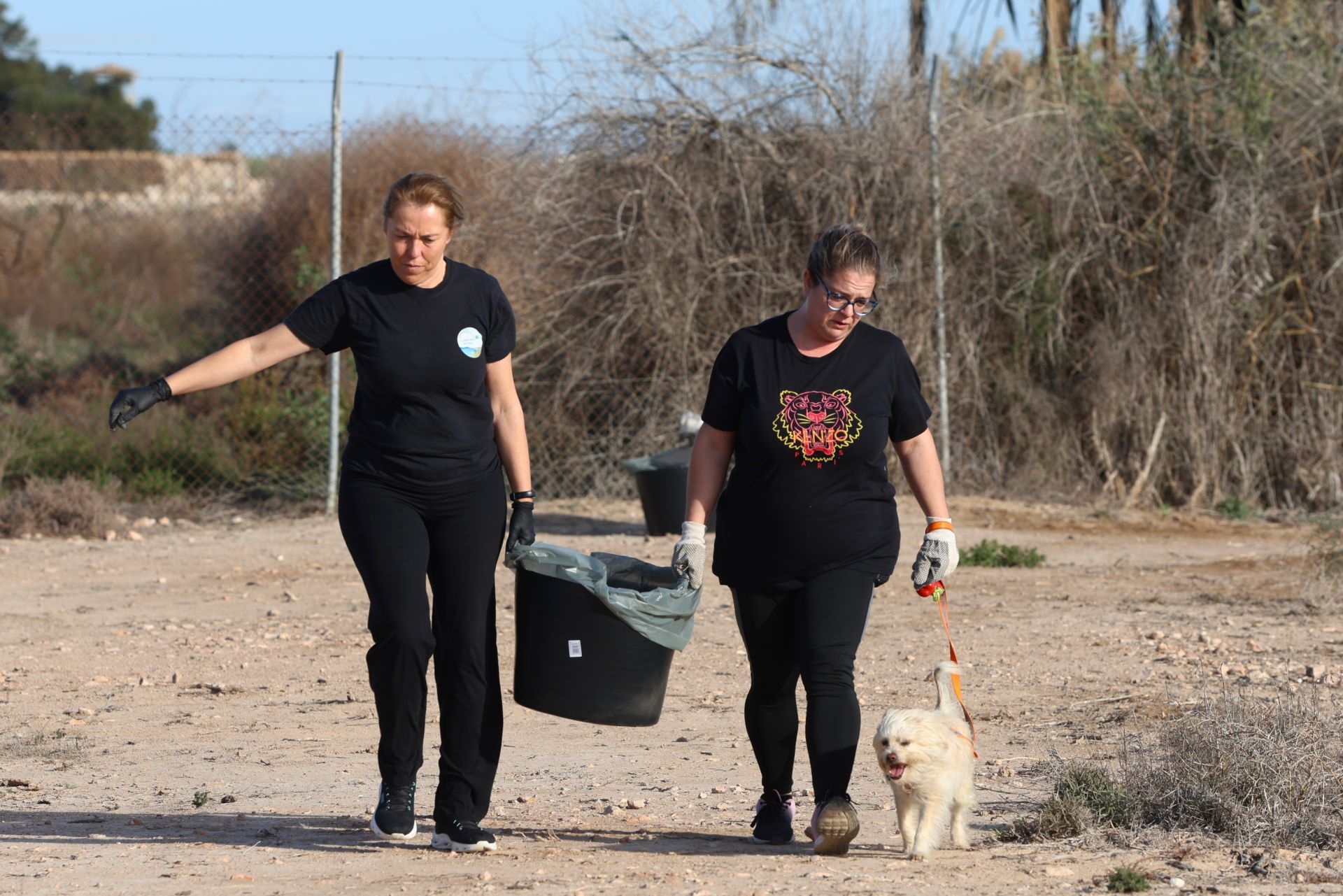 La recogida de basura en el paraje natural Menhir del Rame, en el Mar Menor, en imágenes