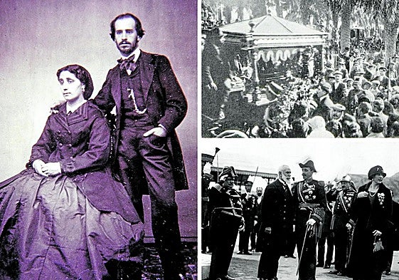José Altamira Moreno y Rafaela Crevea. El traslado de sus restos hasta el cementerio de Alicante fue «una verdadera manifestación de duelo». Rafael Altamira con los Reyes Alfonso XIII y Victoria Eugenia en la inauguración del monumento a los héroes de Cavite y Santiago en Cartagena.