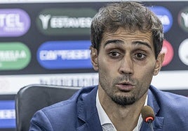 Alejandro Arribas, nuevo dueño del Cartagena, durante su comparecencia del pasado 30 de octubre en el Cartagonova.