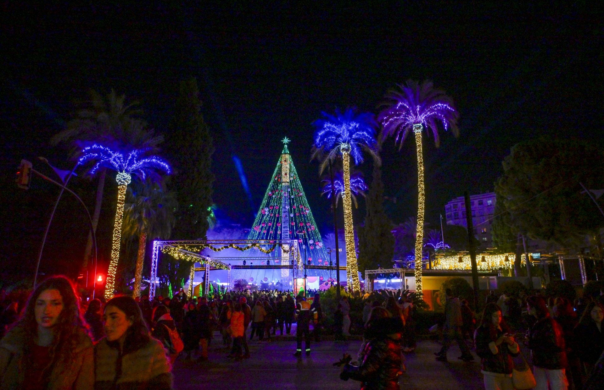 El encendido del árbol de Navidad de Murcia, en imágenes
