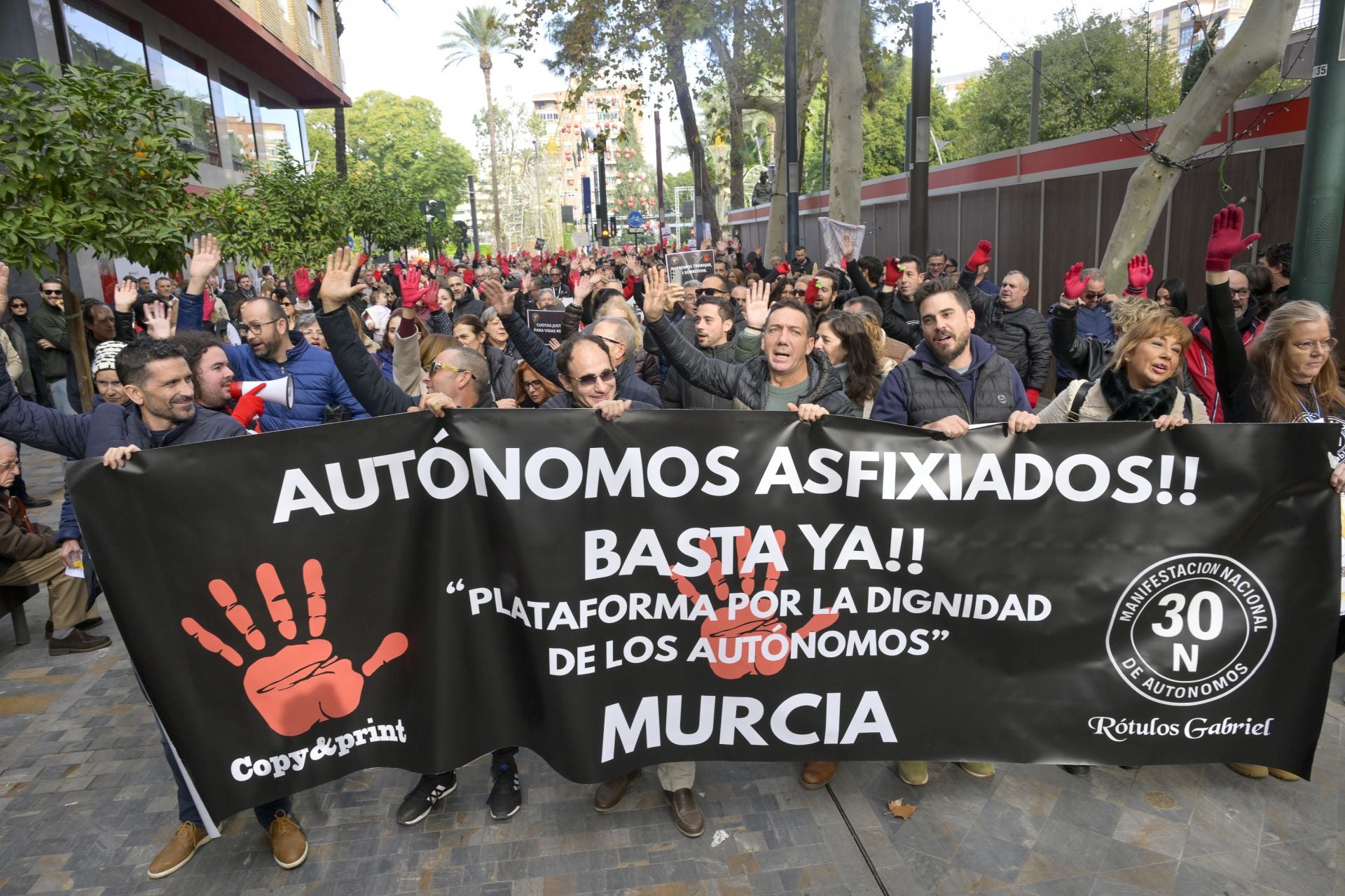 En imágenes, manifestación de autónomos en Murcia