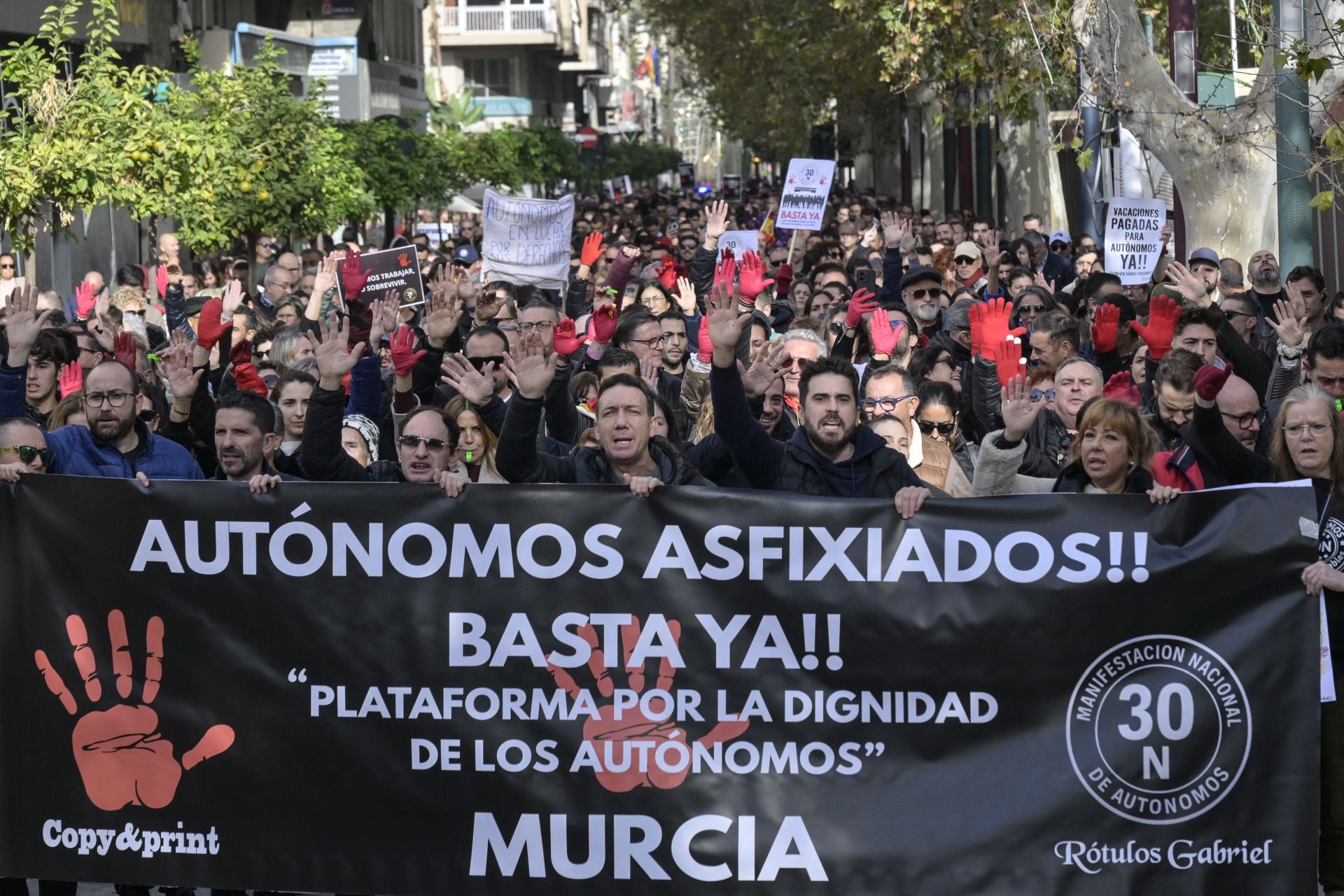 En imágenes, manifestación de autónomos en Murcia