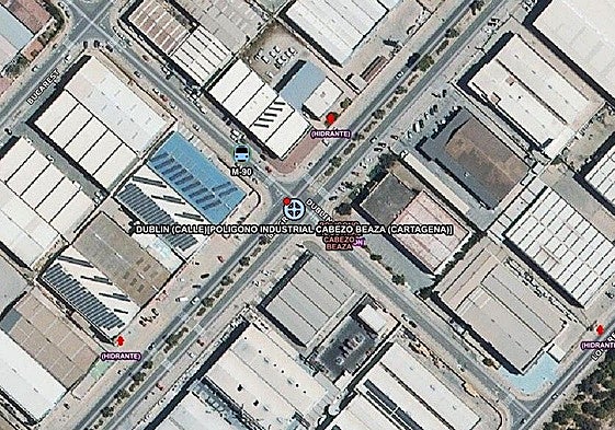 Mapa del punto donde tuvo lugar el accidente en el polígono Cabezo Beaza.