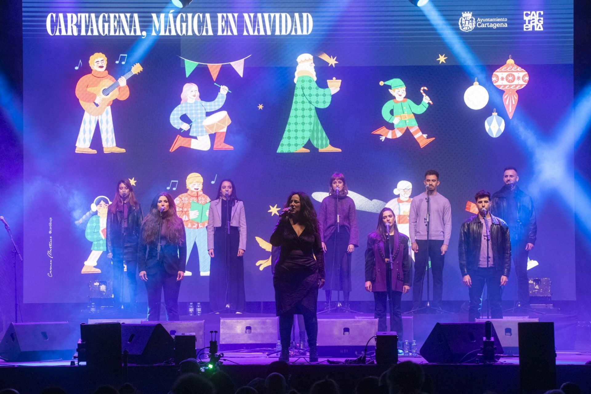 El encendido de las luces navideñas de Cartagena, en imágenes