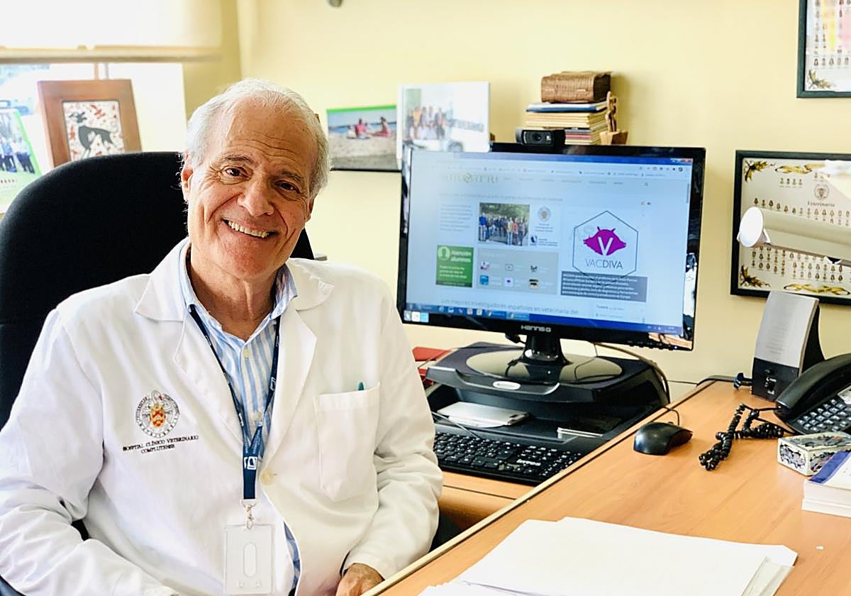 El catedrático emérito de Sanidad Animal de la Universidad Complutense, José Manuel Sánchez-Vizcaíno, en su despacho.