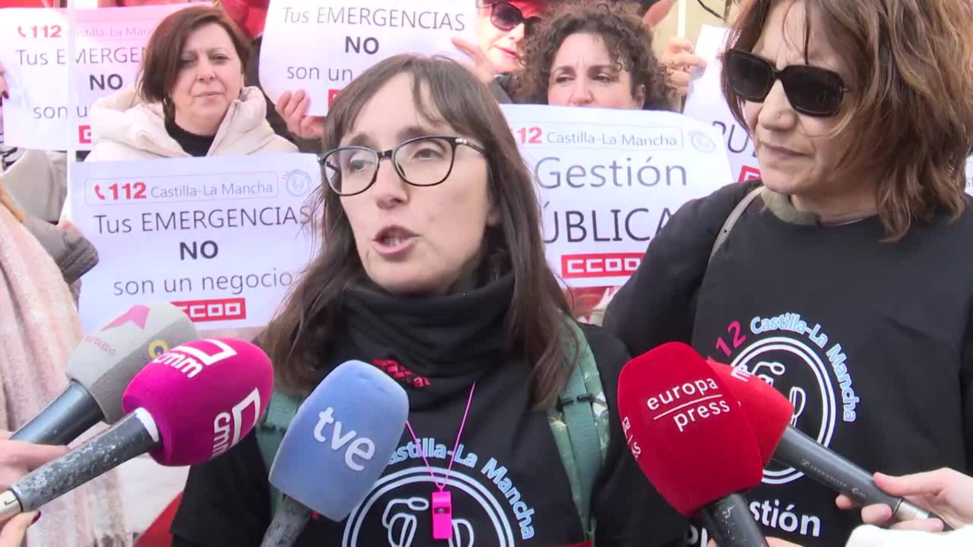 Plantilla 112 se concentra en Toledo para reclamar el cese de la externalización del servicio