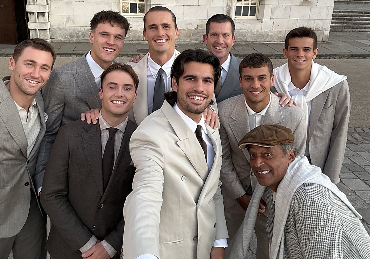 Alcaraz, con sus compañeros del equipo Europa para la Laver Cup, antes del arranque del torneo en Londres.