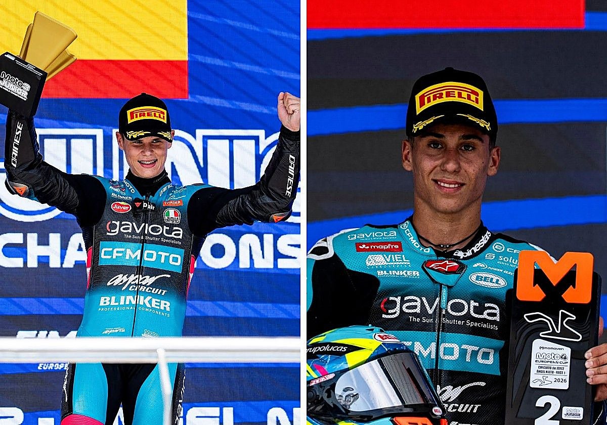 Carlos Cano (izq) y Álvaro Lucas (der) celebran sus triunfos el pasado domingo en Jerez.