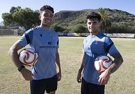 Raúl Dacosta e Ibán Ribeiro tras un entrenamiento en Portmán esta semana.