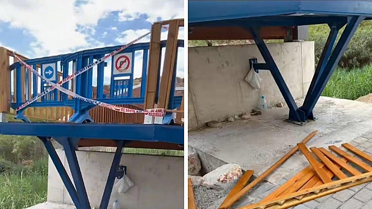 Destrozan la pasarela sobre el río Segura en Archena inaugurada este verano