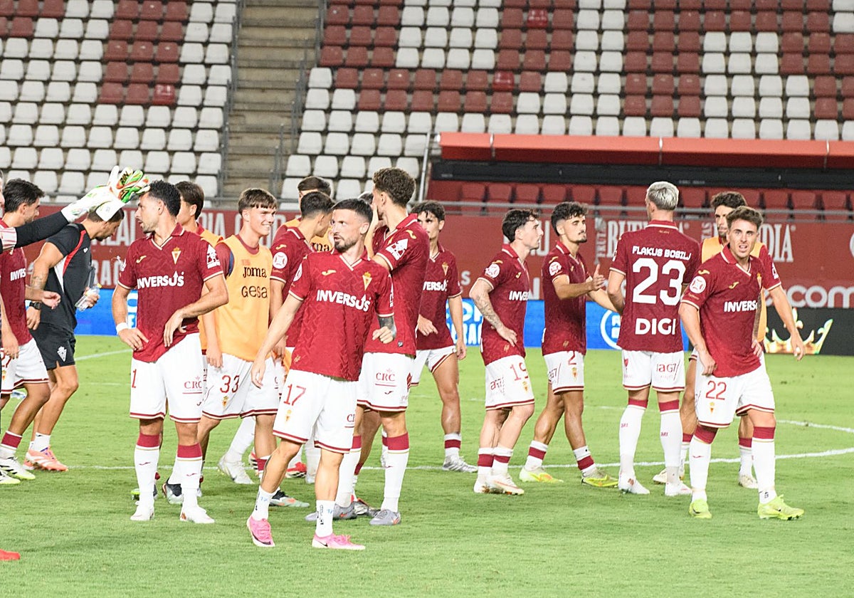 Los jugadores celebran el pase a la final el pasado miércoles ante el UCAM Murcia.