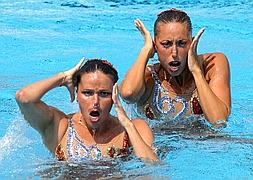 Paola Tirados, en competición junto a Gemma Mengual. / REUTERS