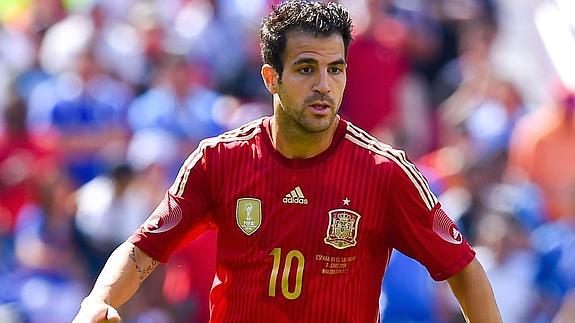 Cesc, durante un amistoso con España. 