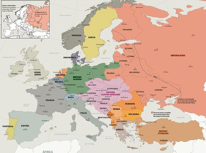 Tras la I GM, cuatro grandes imperios dejaron de existir: El Austro-Húngaro, el Alemán, el Imperio Otomano y el ruso 