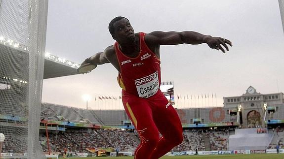 Frank Casañas, durante los Europeos de Atletismo de 2010 en Barcelona. 