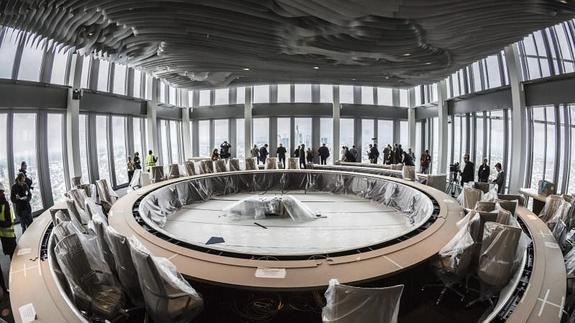 Vista de una sala de conferencias en la ya casi terminada nueva sede del BCE. 