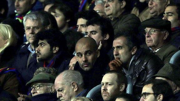 Guardiola, en la grada del Camp Nou. 