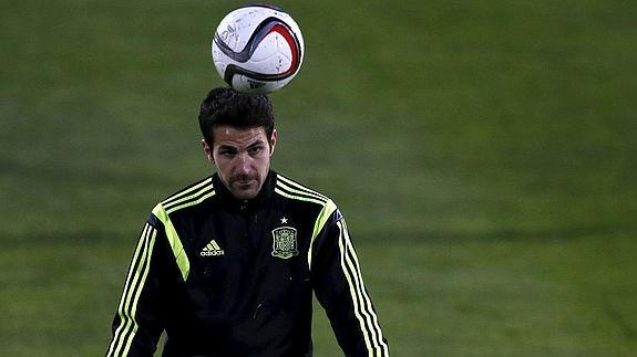 Cesc en un entrenamiento con la selección española. 