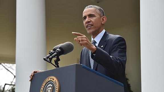 El presidente estadounidense Barack Obama, durante su intervención desde la Casa Blanca .