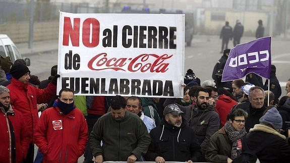 Protesta de los trabajadores de Coca-Cola.