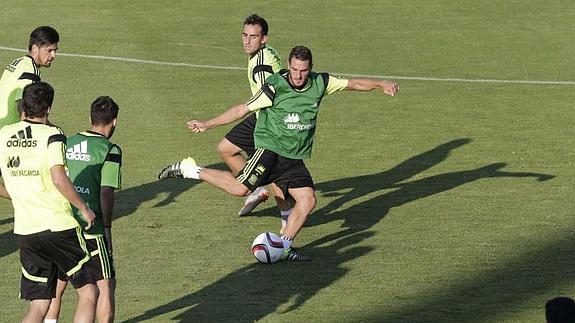 La selección, en un entrenamiento. 