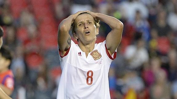 Sonia Bermúdez, desolada tras el 2-1 de Corea del Sur.