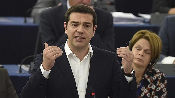 Alexis Tsipras interviene en el Parlamento Europeo. 