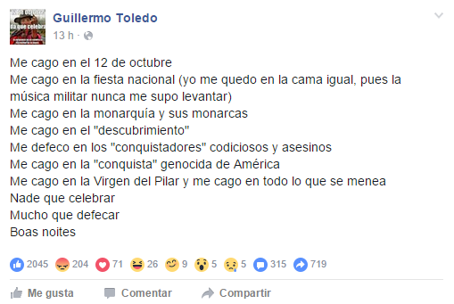 El mensaje de Guillermo Toledo.