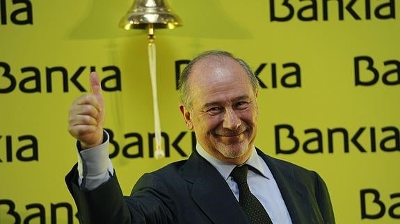 El expresidente de Bankia, Rodrigo Rato, en la salida a bolsa de la entidad.